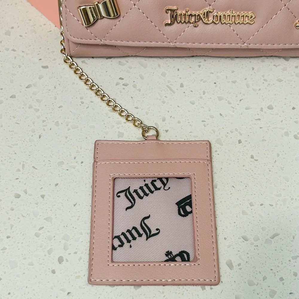 🆕💋 Juicy Couture Girls Only Quilted Flap Clutch Wallet Blush NWT